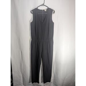 J Crew Black Draped Jumpsuit Sz 4 Cotton Cropped Ankle Pockets
